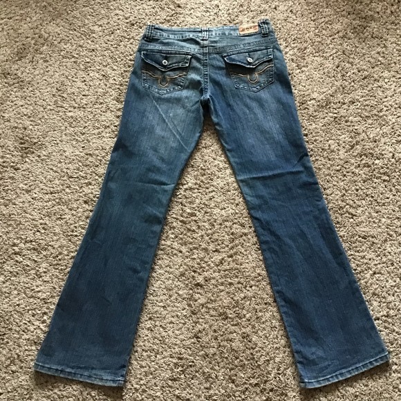 Saza Women's Jeans Size 9 Back Pocket Flaps Denim Minimal Factory Distressing - Picture 11 of 12